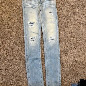 American Eagle Outfitters Light Blue Ripped Skinny Jeans